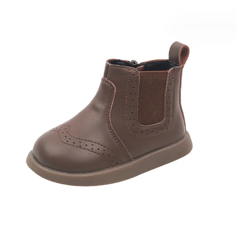 Nieuwe Lente/Herfst Baby Schoenen Leer Peuter Kinderen Enkellaarsjes Rubberen Zool Baby Schoenen Mode Kleine Meisjes Laarzen 15-25