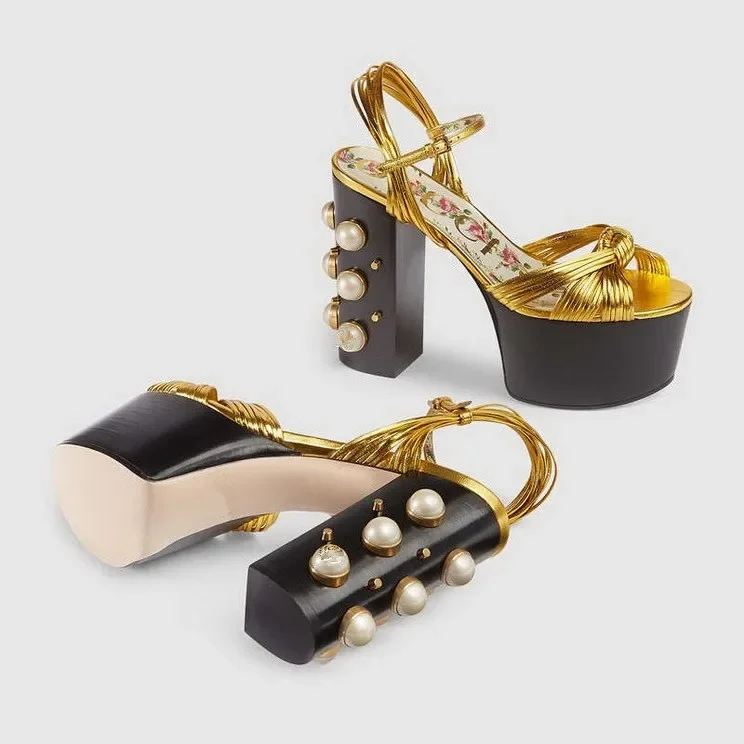 SLSHLYJ 2026 Fashion Women Gold Platform Sandals High Heel Thick Bottom Summer Outdoor Party Shoes For Women Size 34 to 42 view 5