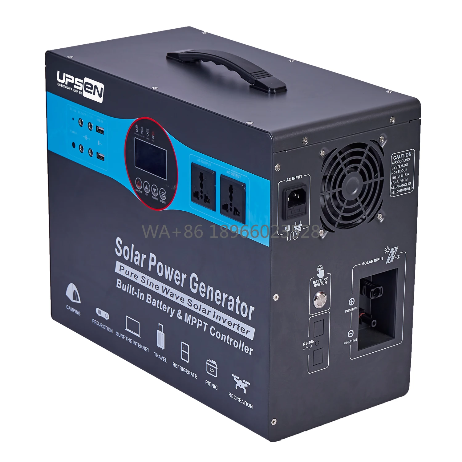 

MPPT Controller LiFePO4 Battery 220/230/240VAC Generator Portable Power Station UPSEN Factory 1500W Single Phase Inbuilt