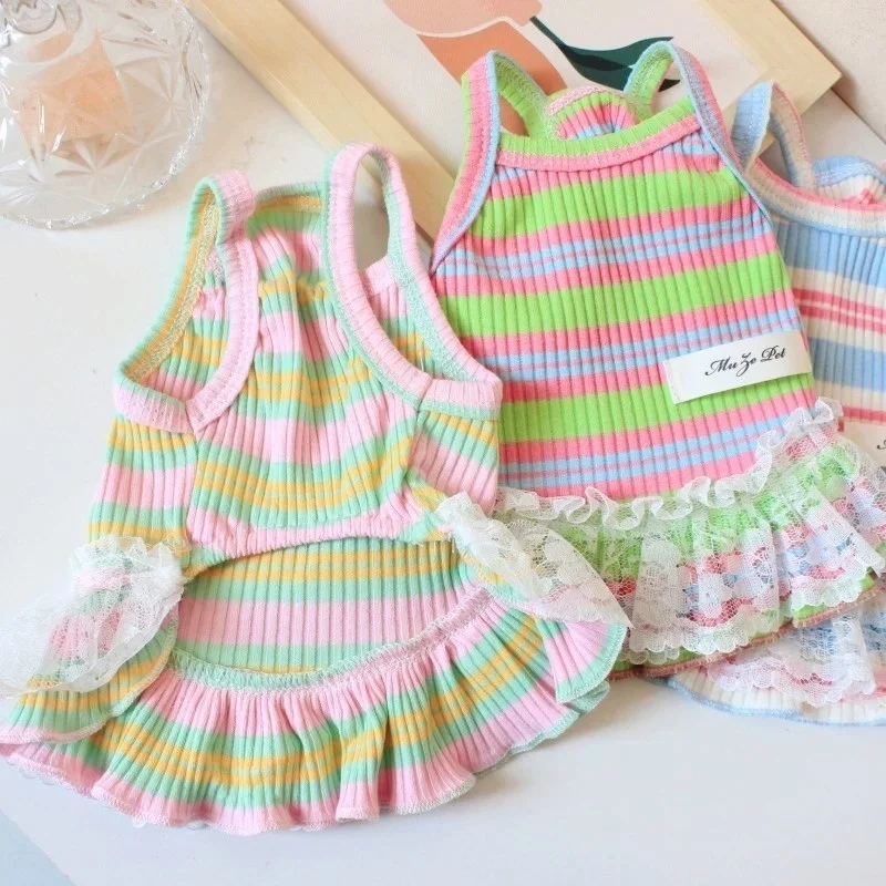 Vestido verano rayas para perros pequeños y gatos – Cute y práctico - imagen 4