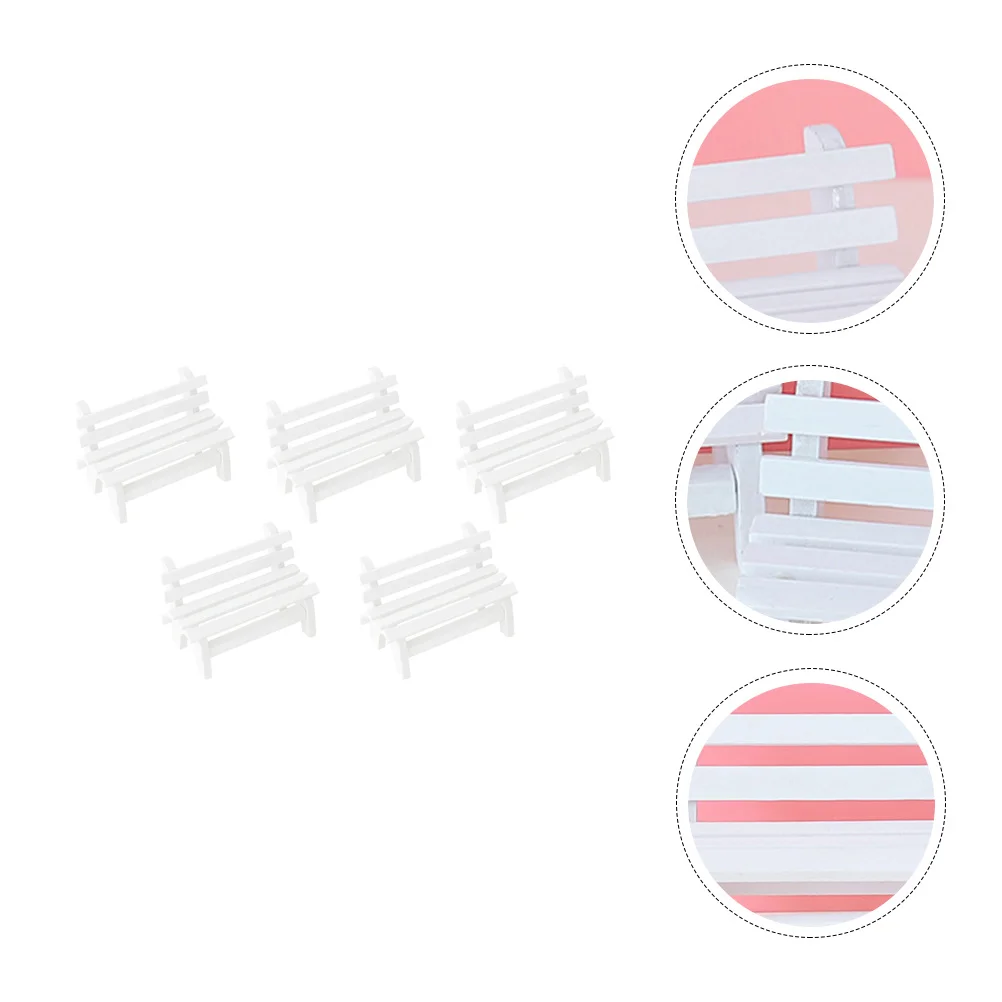 

5pcs Mini Wooden Bench for Dollhouse Accessories Small Garden Decoration Photo Props Hollow Design Light Weight