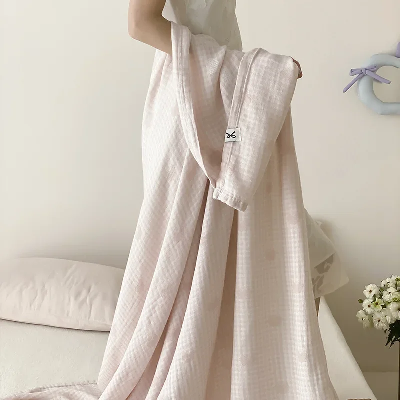 

2025 new color-woven jacquard tencel cotton cold blanket summer cool silky smooth towel blanket air-conditioning room blanket