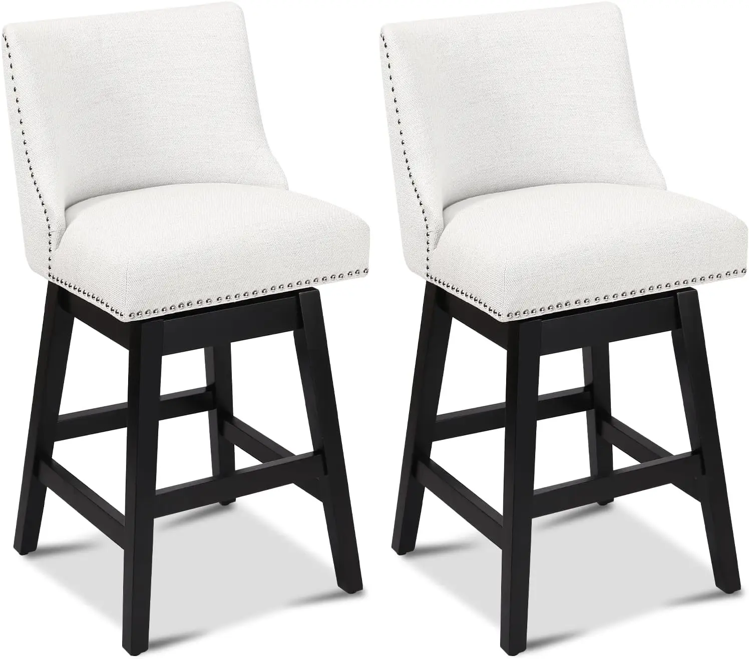 Swivel Bar Stools Set Of 2 With Thicker Wood Legs,26