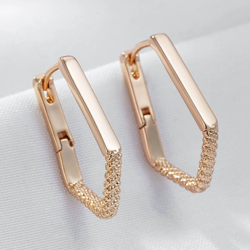Wbmqda Simple 585 Rose Gold Color Rhombus Drop Earrings For Women