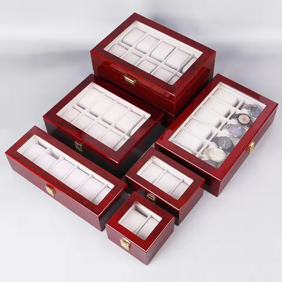 Luxury wooden watch box, a 24 - compartment watch organizer with a wooden holder box, suitable for displaying men's and women's