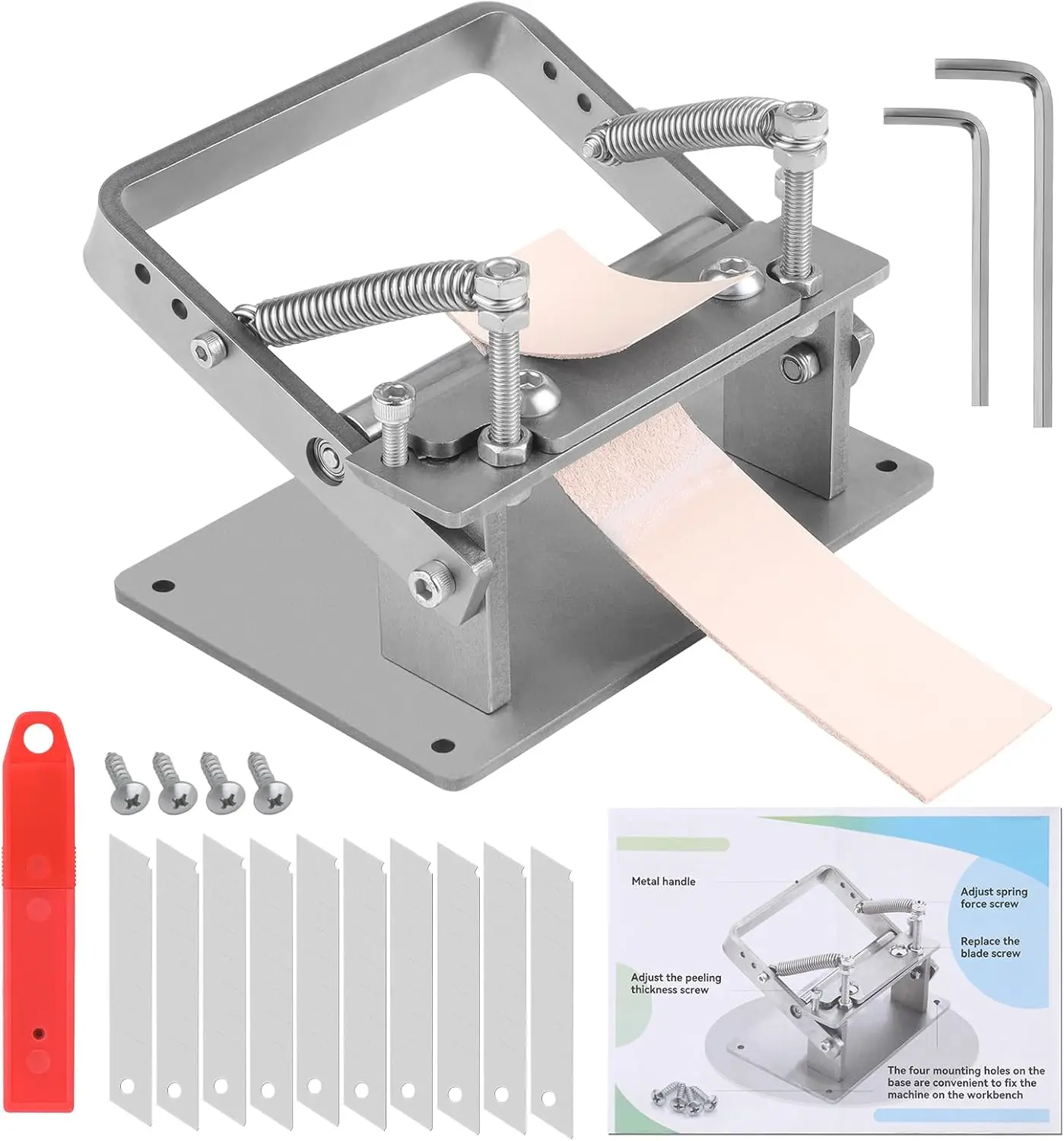 

Manual Leather Splitter Tool with Adjustable Thickness for DIY Leatherworking Projects