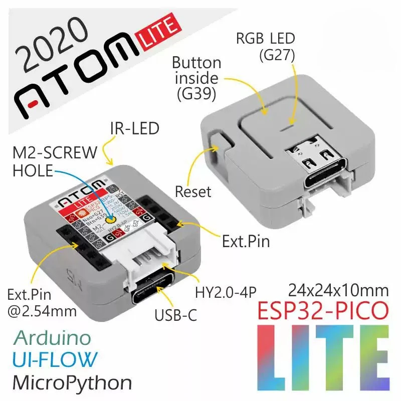 M5Stack ATOM Lite ESP32 Embedded Intelligent IoT Hardware Programming and Development Board