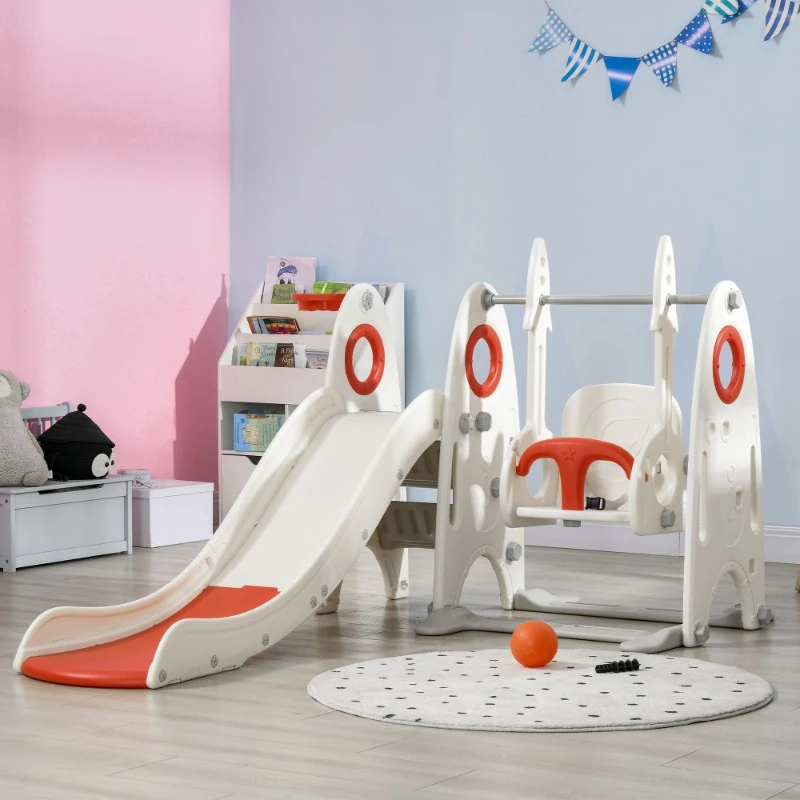 Parco giochi per bambini 4 in 1 per bambini di 1-3 anni, set da gioco per bambini da interno con scivolo, altalena, canestro da basket, scalatore