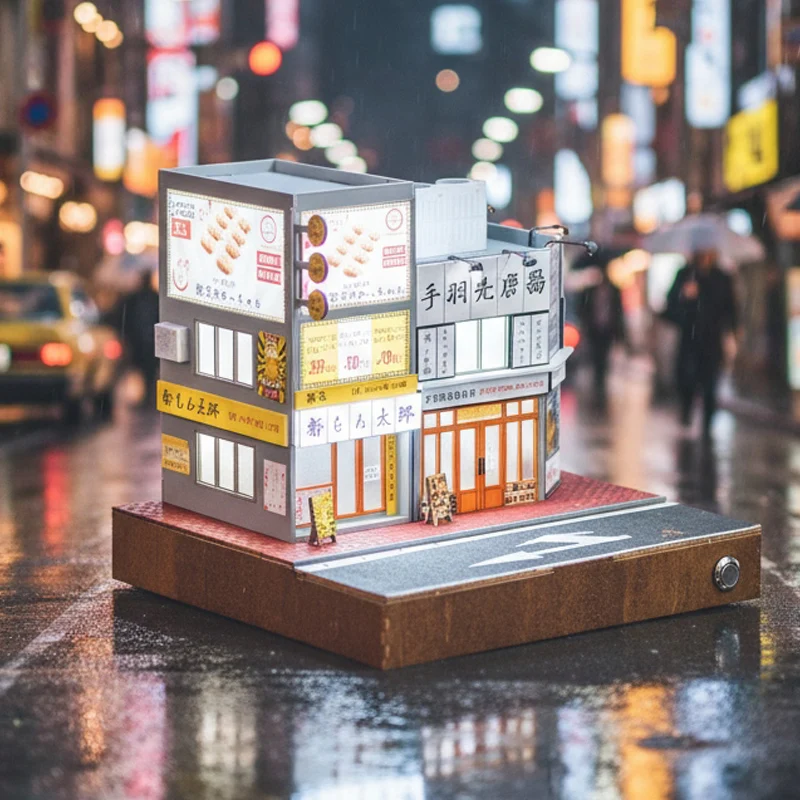 

3D деревянная модель: большой кукольный домик в японском стиле, сцена торговой улицы, миниатюрные игры-головоломки DIY, украшения для дома