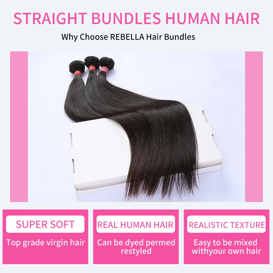 Melodie Straight Human Hair Bundles 3 4 Bundles with 100% Brazilian Raw Hair Natural Black Hair Bundles For Women