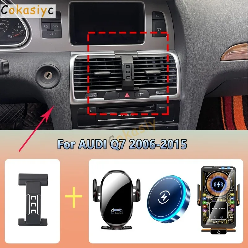 Suporte de Telefone para Carro com Ventilação para AUDI Q7 2006-2015, Carregador Magnético Sem Fio, Acessórios para Carro