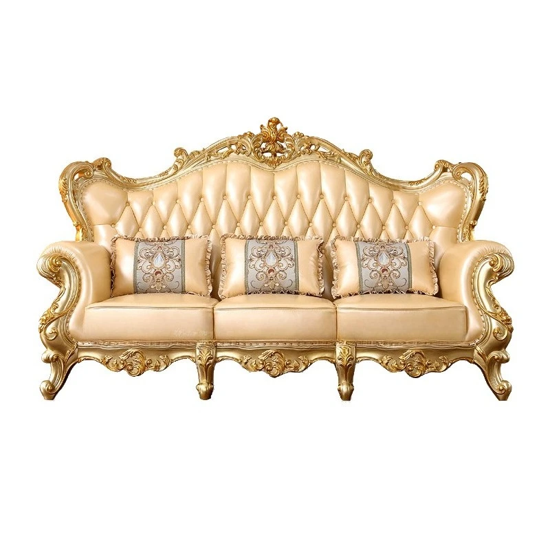 

Европейский кожаный диван, диван для гостиной из натуральной кожи (первый слой), с двусторонней гравировкой на массиве дерева