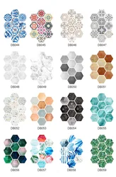 Stereoscopic simulation hexagonal self-adhesive ceramic tile decorative anti-skid coating twill film floor tile wall decor