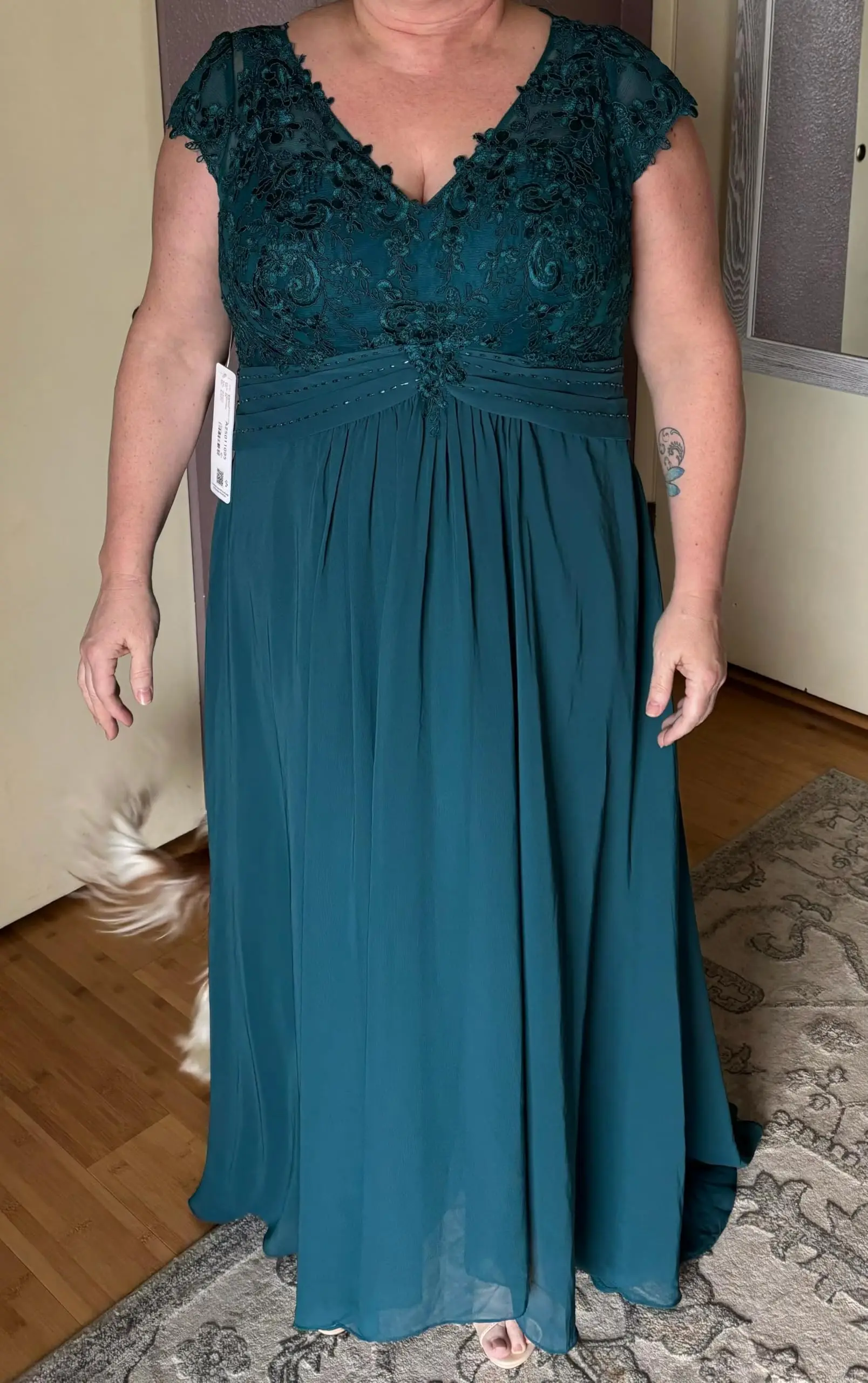 Hoog Laag Moeder van De Bruid Jurken voor Bruiloft Lange Chiffon Kant Kapmouw Formele Jurken voor Dames