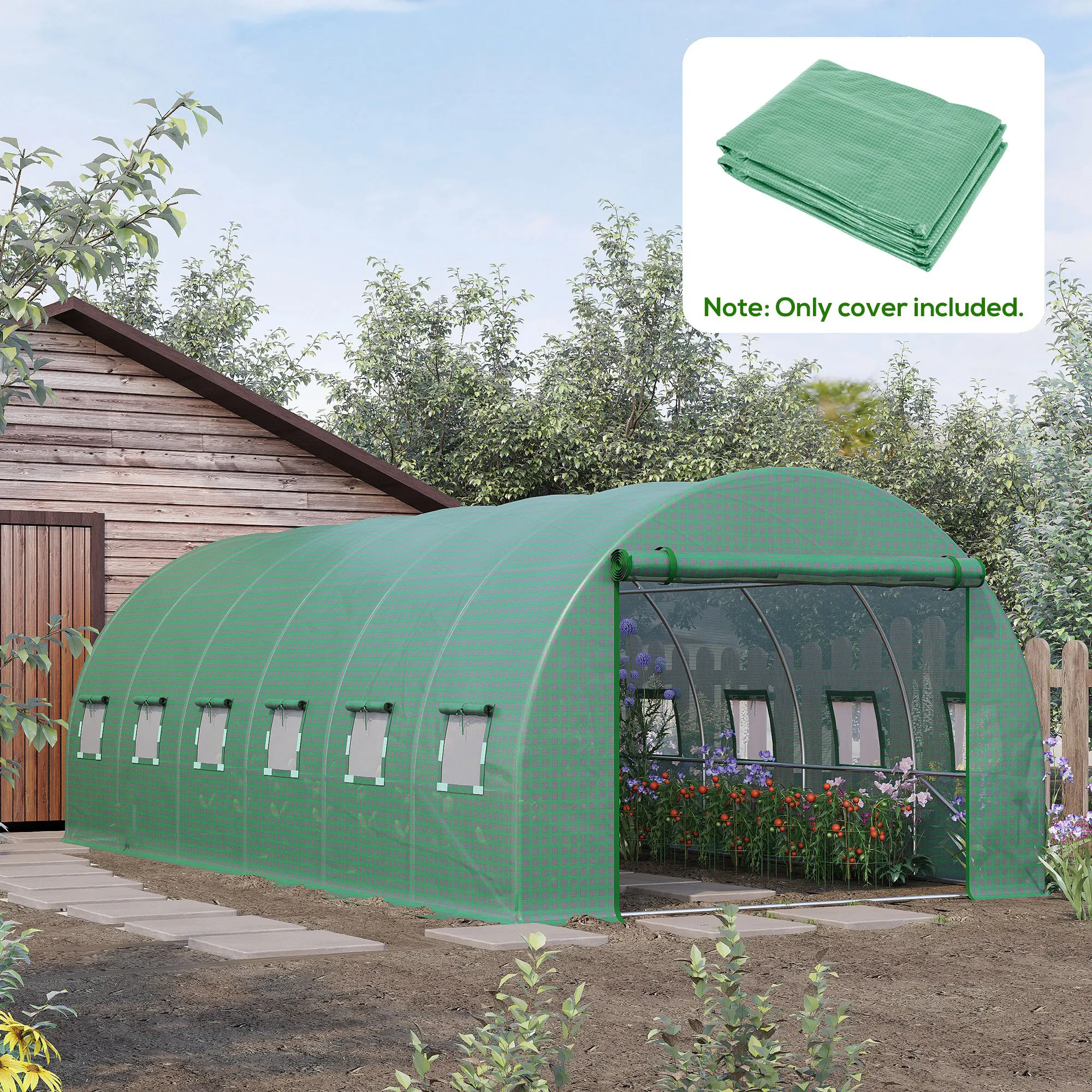 Additional Hot House / Plant Nursery Cover & Tarp w/ Zipper Door & Windows