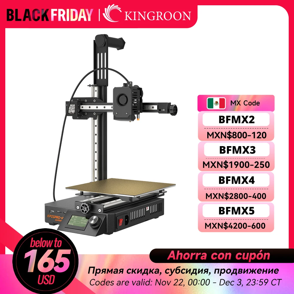 KINGROON KP3S Pro V2 3D Printer High Speed Klipper Firmware Printing Max 500mm/s Fast Metal 3D Printer FDM KP3SPROV2