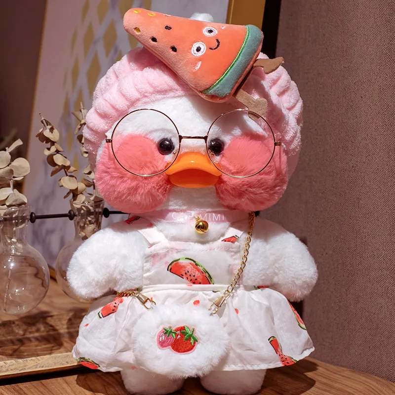 Doll Accessories for Kids, LaLafanfan Cafe, Duck Toys Clothes, Sweater Dress, Headband, Bag Outfit, 30cm, Gift for Girls, 1Pc