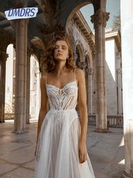 Fashionable A Line Tulle Corset Wedding Dress Romantic Appliques Dress Bride Modern Illusion Customized Classy Women Bridal Gown
