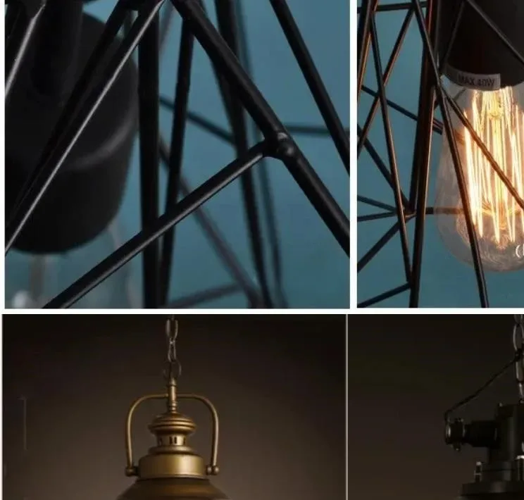 

Black White copper Iron industrial cage Light earth cage creative diamond Loft Ceiling lights vintage restaurant bar foyer lamp