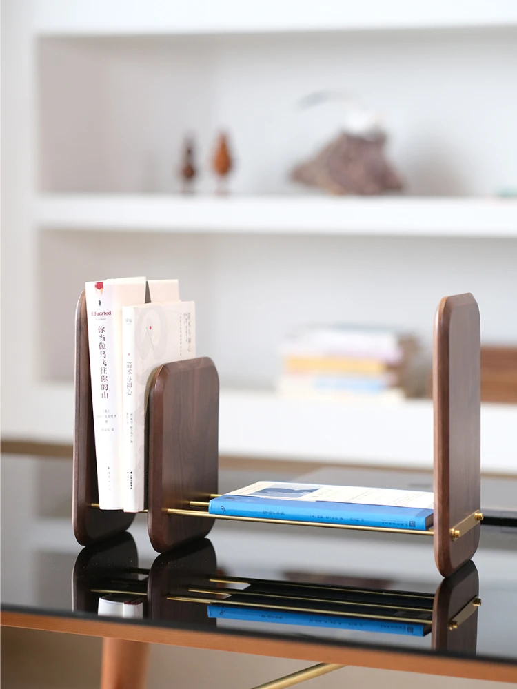 *Black Walnut Bookstand Desk Desk Desktop Storage Shelf File Rack