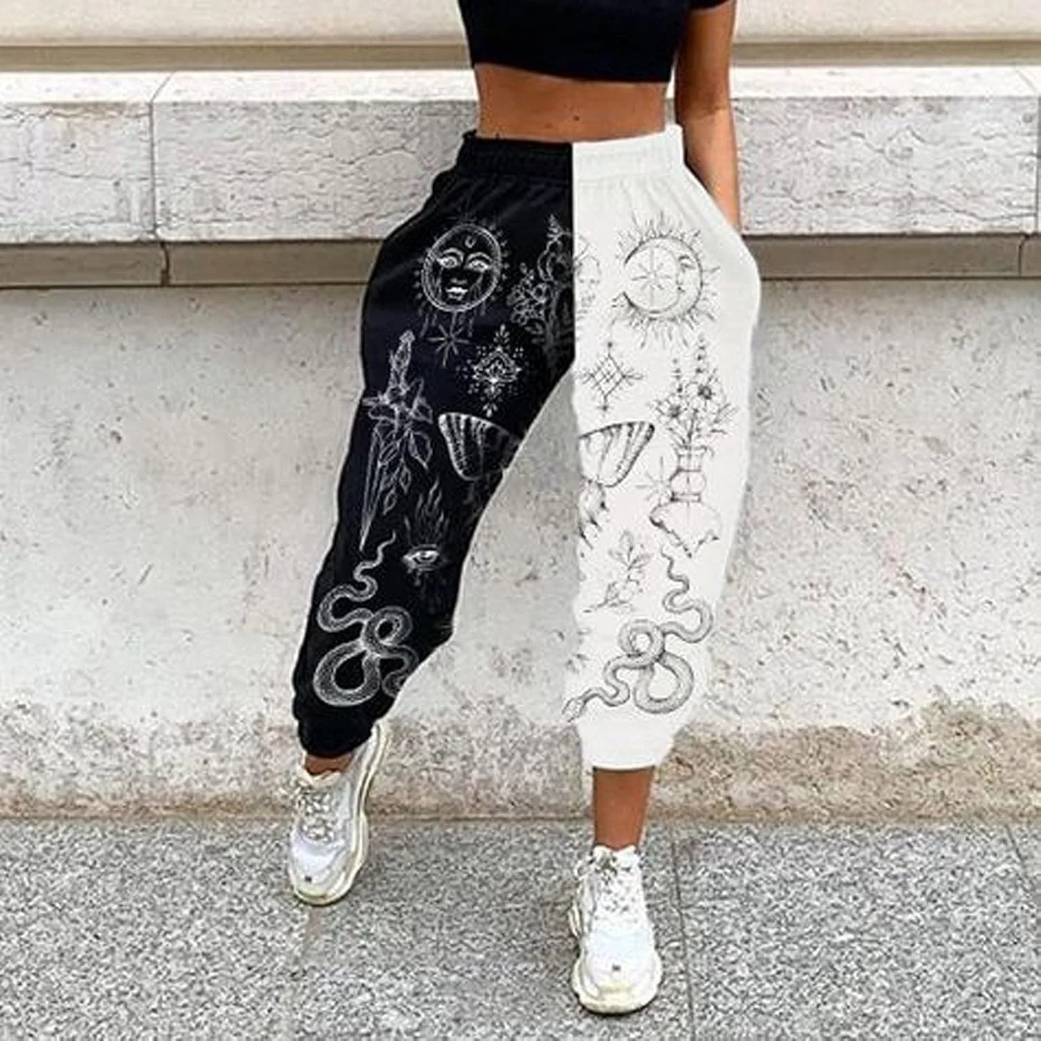 2026 Women's Autumn New Product Drawstring Slimming Design Pencil Pants Straight Leg Pants Natural 3D Printing Comfortable Pants
