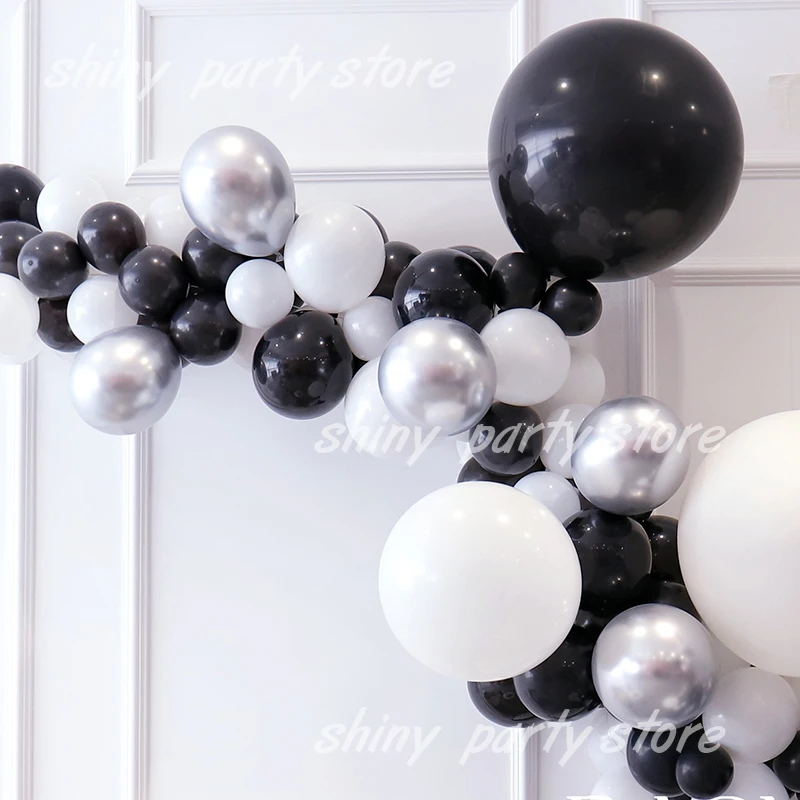 Black White Balloon Garland Arch Kit Blue Grey Big Balloons Wedding Decorative Arch Birthday Anniversary Decoration Supplies