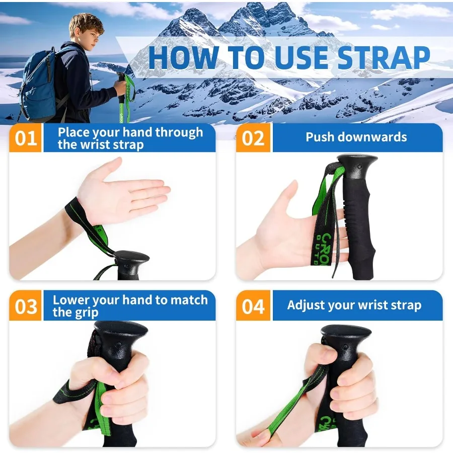 أقطاب المشي لمسافات طويلة خفيفة الوزن وقابلة للطي للمغامرة الخارجية، أقطاب رحلات من الألومنيوم قابلة للسحب، عبوة من قطعتين مع قابلة للتعديل