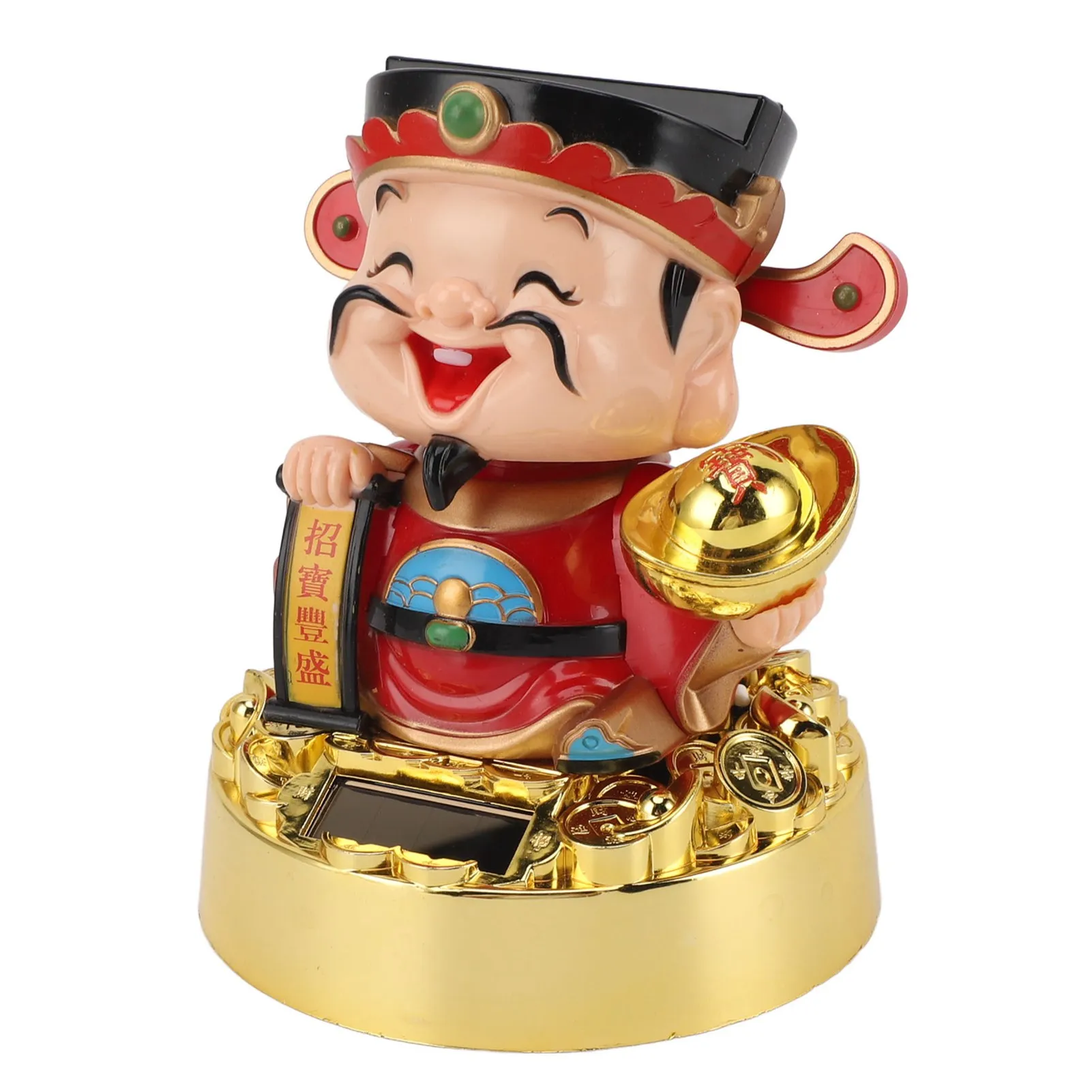 Solar God Of Fortune Car Ornament Energy Efficient Solar God Of Wealth Figurine Light Sensing Vivid Bring Good Luck for