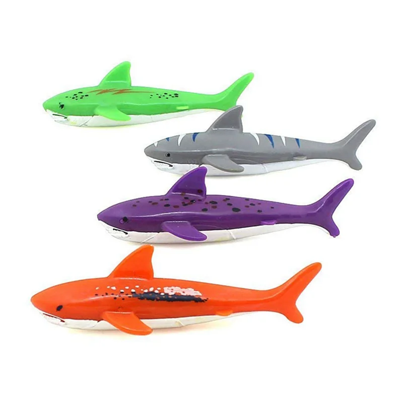 8 pçs crianças natação tubarão forma mergulho jogo de água piscina glide tubarão lance torpedo-y44a