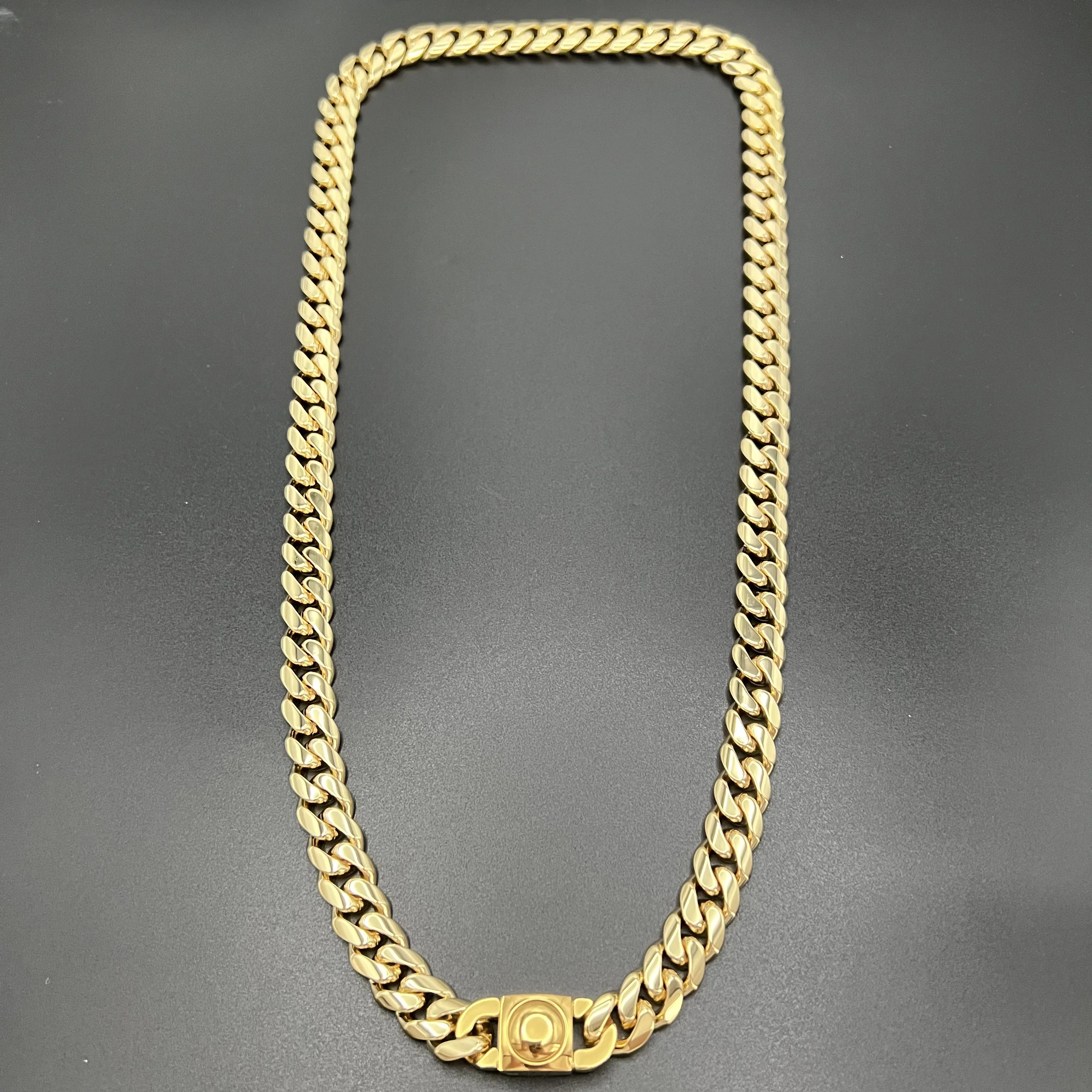 12mm 18K Gold 5-Layer Plated Premium Durable Cuban Chain (Push Button Clasp)