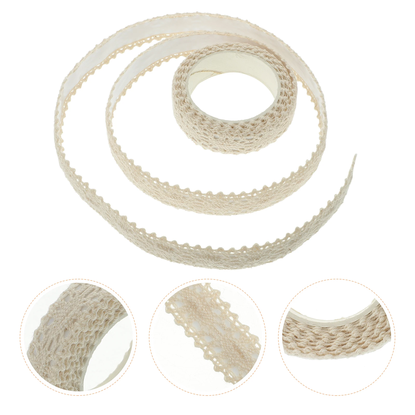 

2Pcs Lace Crafts Tapes Exquisite Design Cotton Cloth DIY Adhesive Tapes for Scrapbooks Cards Gift Packaging Packaging Tape