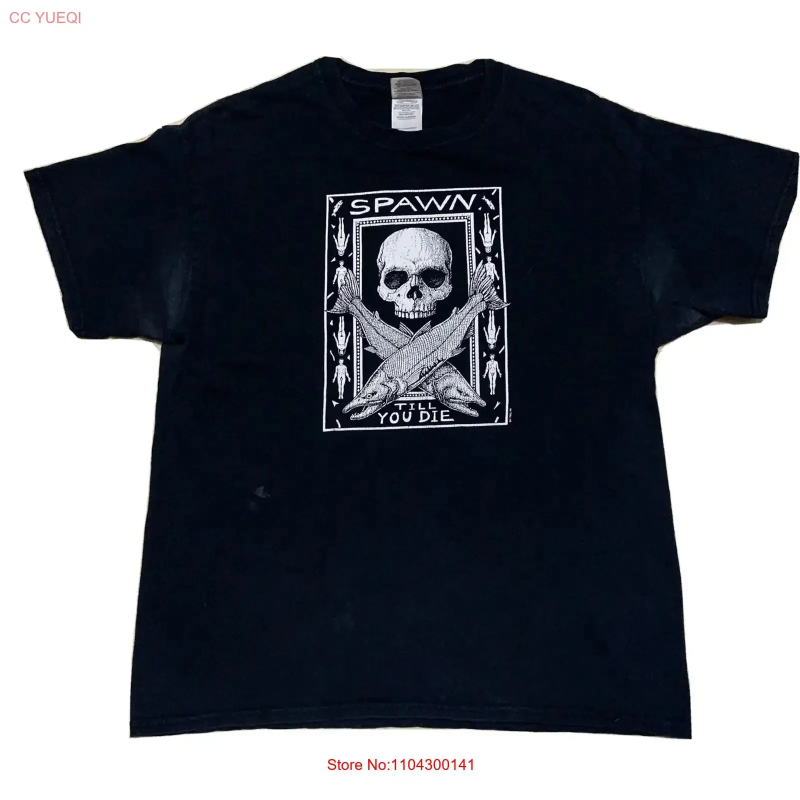 Y2K Punk Spawn Till You Die Death T Shirt Size L Skull Grunge Streetwear vintage Washed homme Versatile Breathable Stretched