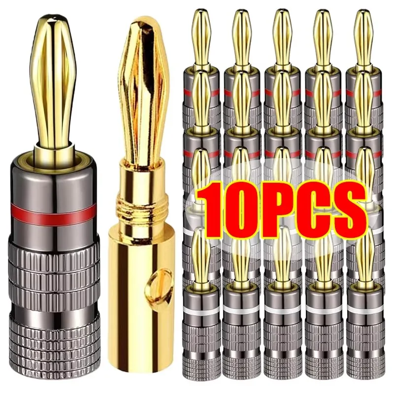 Universal Gold-plated Metal Banana Plugs Solder Free 4MM Banana Connector with Screw Lock For Audio Jack Speaker Amplifier Plugs