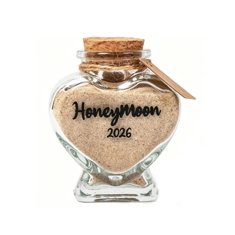 Heart Glass Jar with Corks Lid Glass Sand Keepsakes Jar 2026 Bridal Shower Gift,Romantics Honeymoon Gift for Couple J0MC