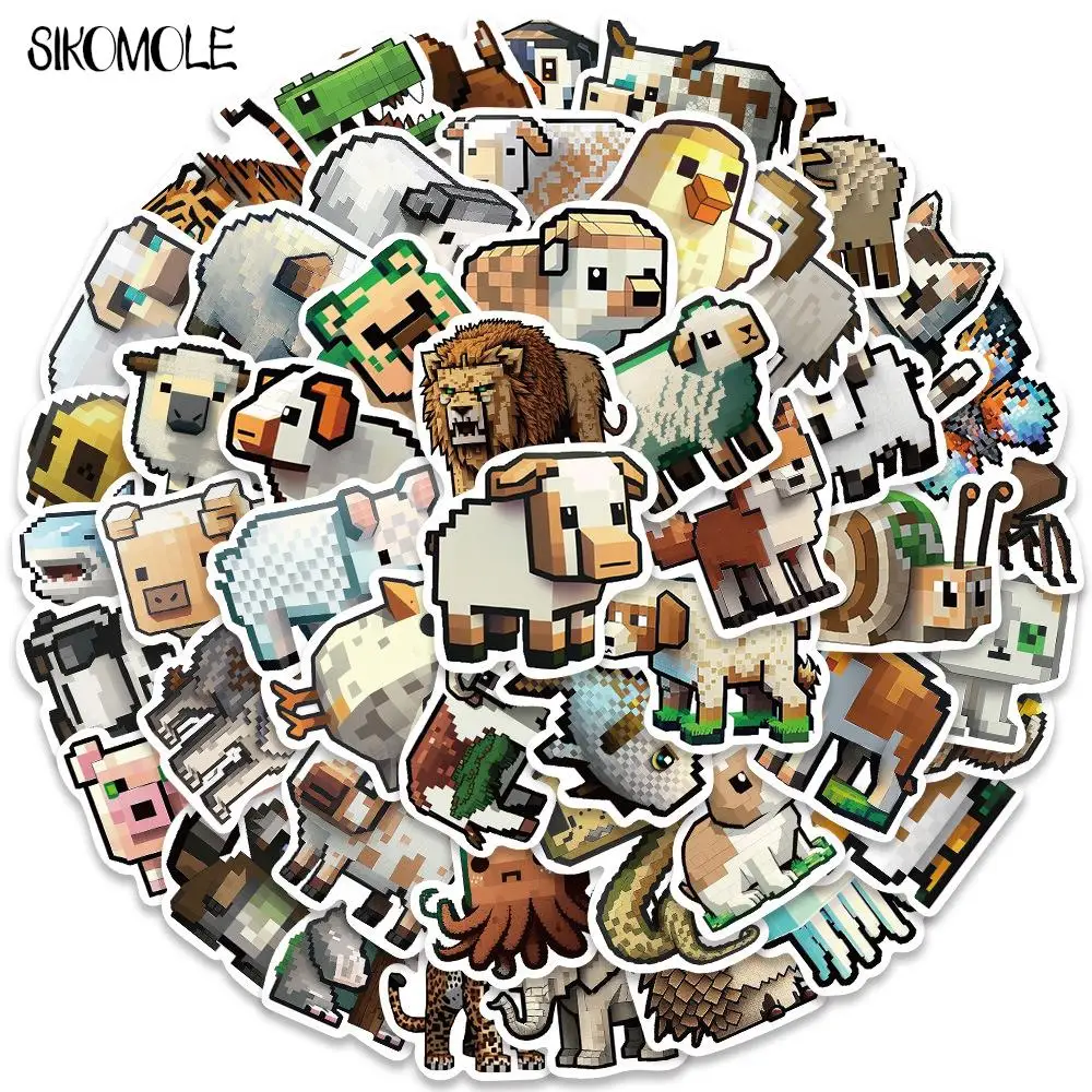 10/30/50PCS Mosaic Pixel Wind Cartoon Animal Graffiti Stickers Kawaii Suitcase DIY Skateboard Laptop Luggage Bike Sticker Decals