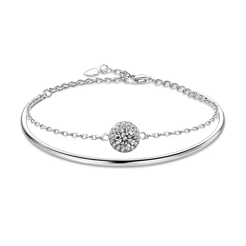 

ZFSILVER модный классический серебряный роскошный муассанит 0,5 карата круглый браслет женские аксессуары роскошные ювелирные изделия подарки XFZ005