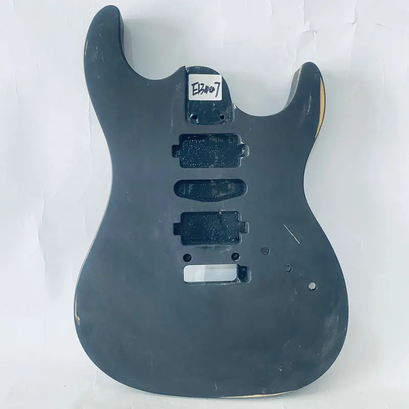 

EB447 Matte Black ST Guitar Body Unfinished for Electric Guitar DIY Replace SSH Pickups Strato Model Solid Wood Paints Crack