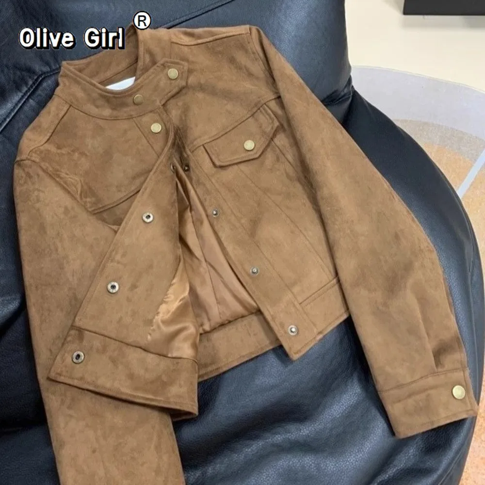 Olivegirl Fragrant Maillard Leather Jacket Female Spring Coat Fashion Women's Clothing Advanced Sense Sweet Cool Suede Jacket
