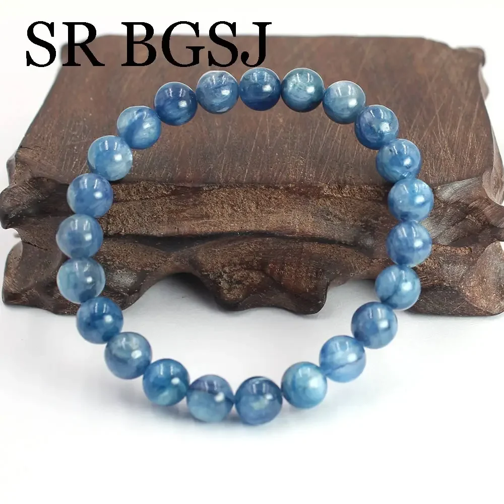 8-9mm Wholesale Jewelry Natural Gems Stone Adjustable  AAA Kyanite Women Jewelry Bracelet 7-8inch