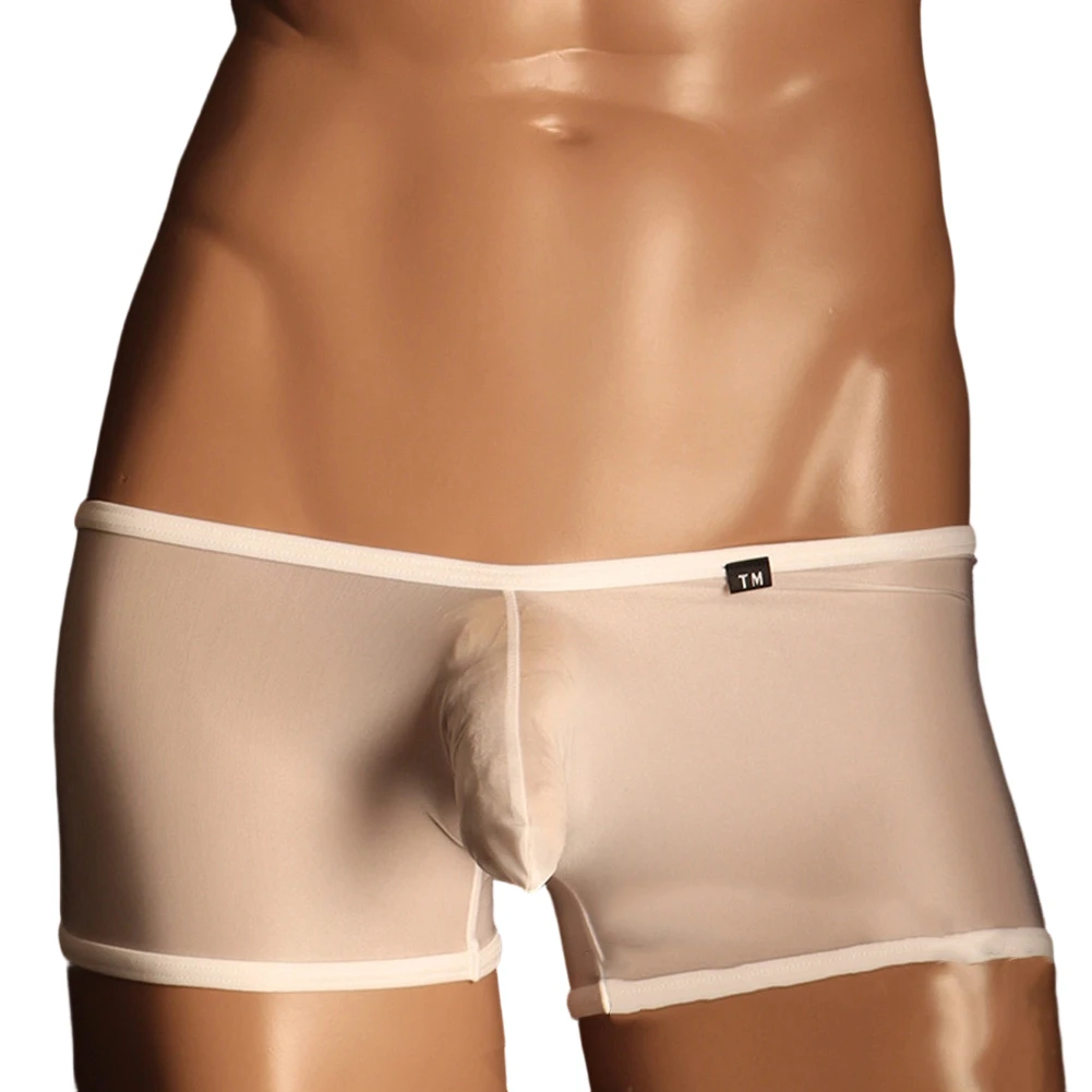 Men Transparent Long Pouch Exotic Trunks Soft Sleep Underwear Low Rise Lingerie Sex Gay Boxer Shorts Stretch Underpants Fashion