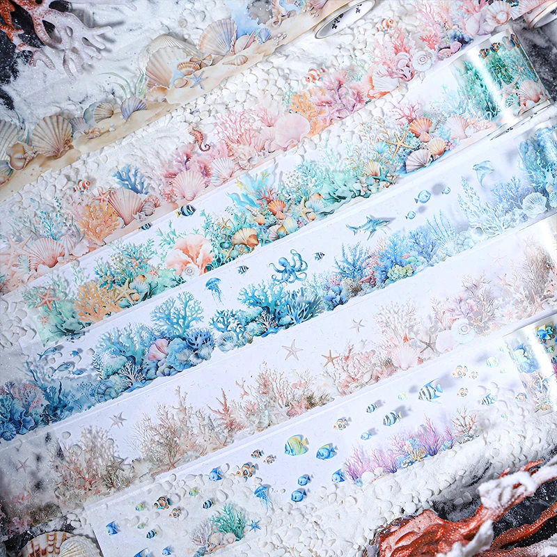 45mm*2m Deep sea landscape PET Tapes Creativity Scrapbooking Hand Account Adhesive hand made Diy Junk Journal Craft Supplies