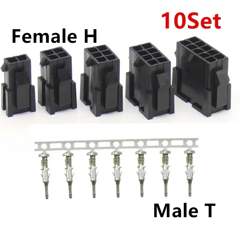 10Set Molex 3.0mm Plug-in Male And Female Housing Terminals Connector Double Row MX3.0mm 2*1P/2/3/4/5/6/7/8/9/10/11/12P 14 16 18