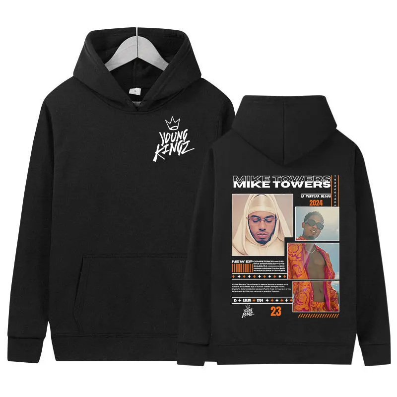 

Rapper Myke Towers Album 2025 Print Hooded Men Women Hip Hop Vintage Pullover Sweatshirt Male Casual Oversized Hooded Streetwear