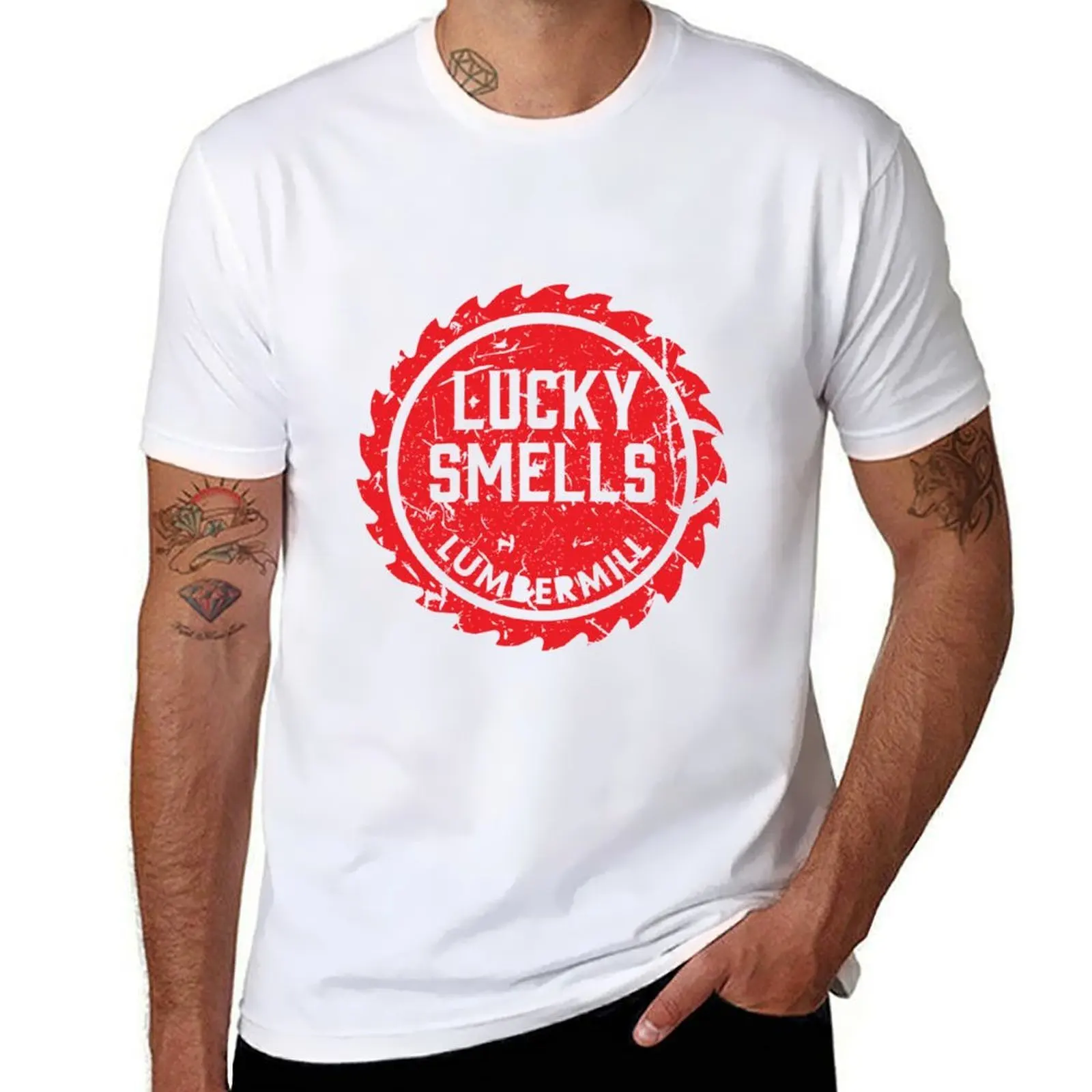 

Lucky Smells Lumbermill Red A series of Unfortunate events T-Shirt t shirts for man cotton soft T-Shirt