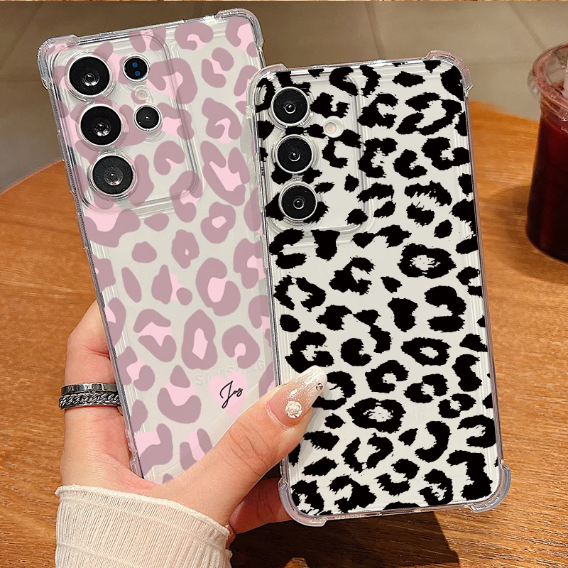 Clear Shockproof Soft Case For Samsung Galaxy A57 A37 A17 A56 A16 A55 A36 A26 A15 A35 A54 A53 Leopard Print Pattern Phone Cover