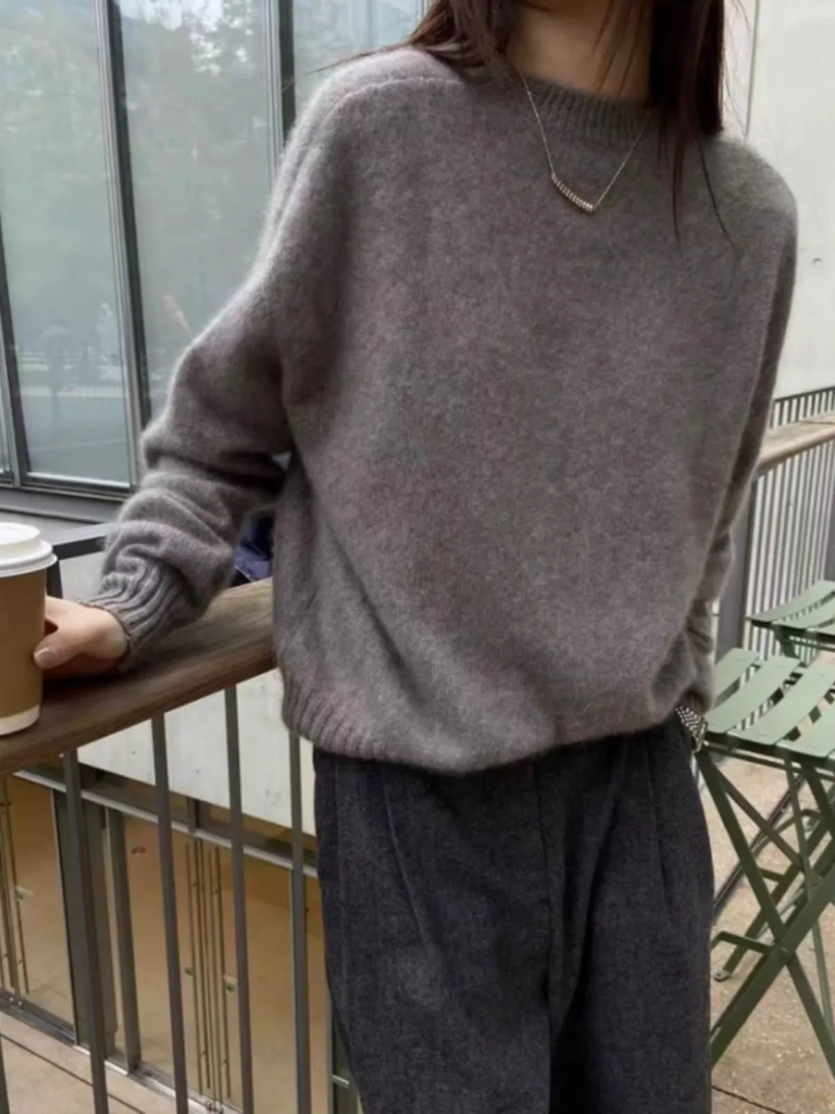 High-grade turtleneck 100 pure cashmere sweater women's autumn and winter thick sweater loose wool knit