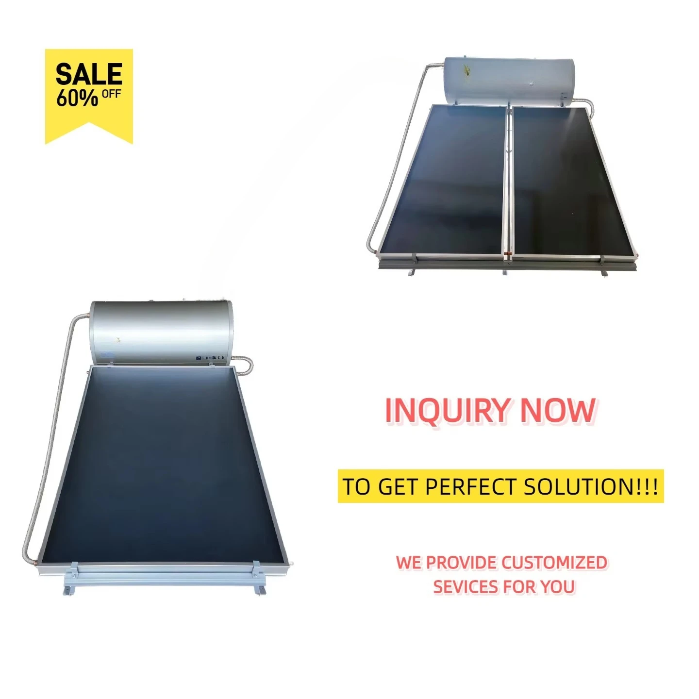 Durable 200L Enamel Corrosion Resistant Tank Factory Wholesale Price Solar Thermal Solar Water Heaters Collectors Solar Geyser