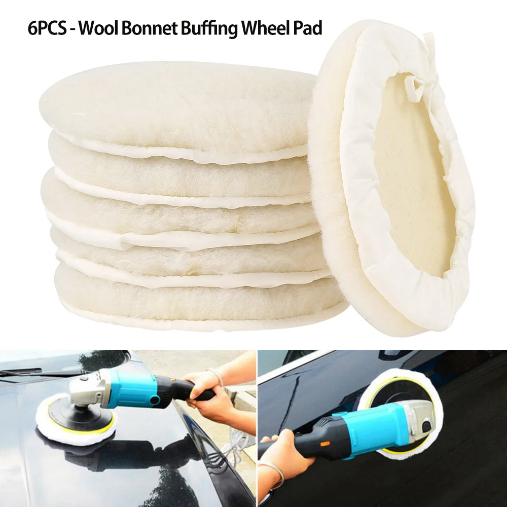 7 Inch Buffing Pads Polishing Bonnet Buffing Polishing Pads Synthetic Lambs Wool Car Bonnet Buffer Polisher Pad for Car Glass