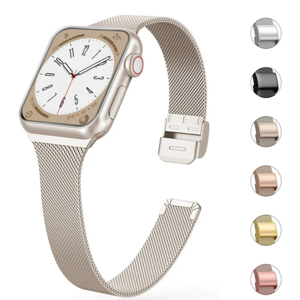 Milanese-Armband für Apple Watch 44mm 40mm 45mm 41mm 46mm 42mm 49mm Metallarmband IWatch Series 12 11 10 Ultra 9 8 7 6 5 SE3 Band