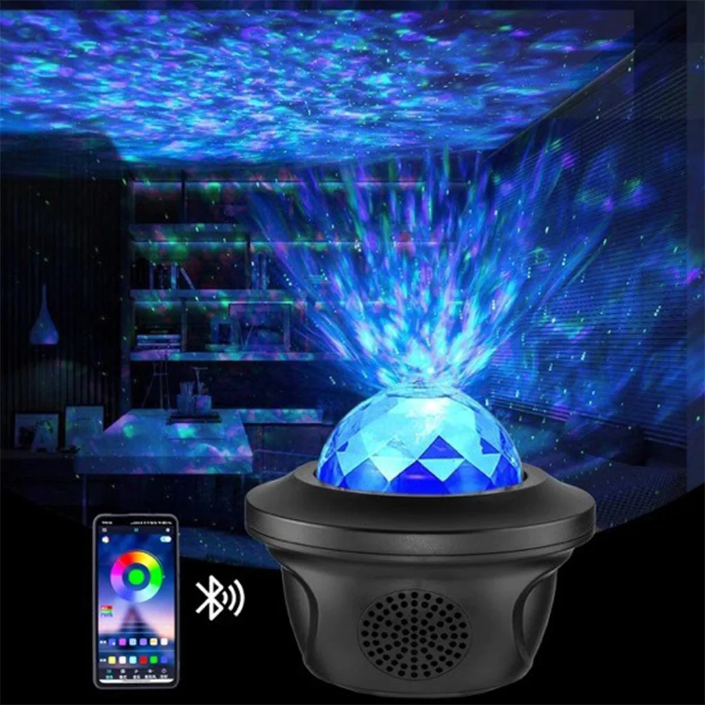 

LED Galaxy Projector Ocean Wave LED Night Light Music Player Remote Star Rotating Night Light Gift For Kids Bedroom Lamp